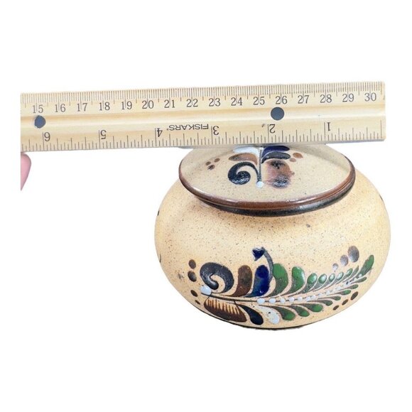 VTG Hand Painted Covered Dish Jewelry Storage Box Mexico Hand Painted Butterfly - Picture 2 of 12